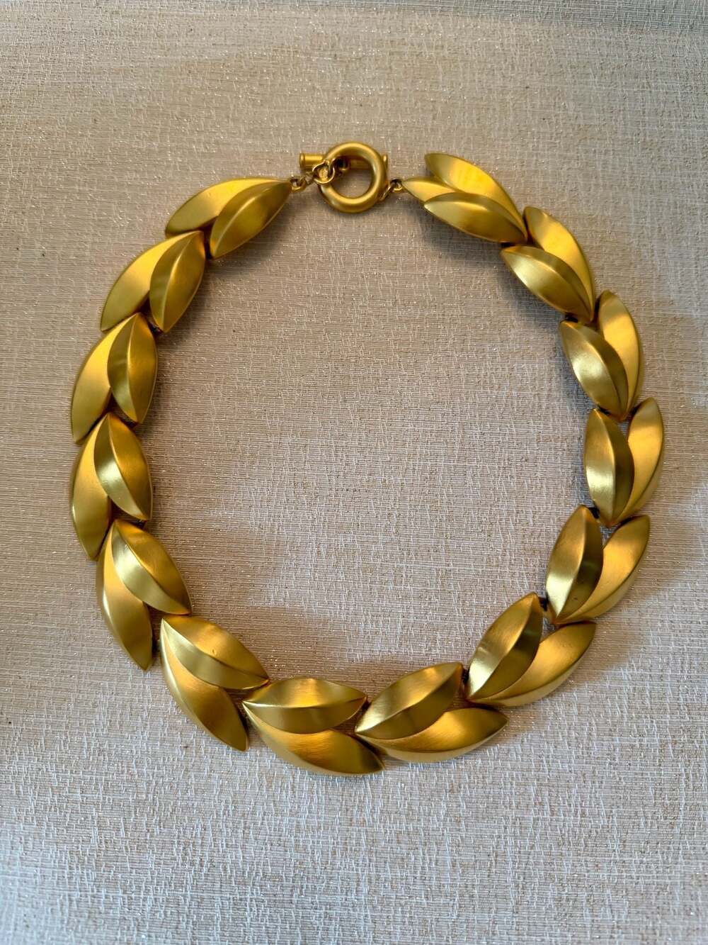 Vintage Givenchy 18K Gold Plated Satin Leaf Statement Necklace